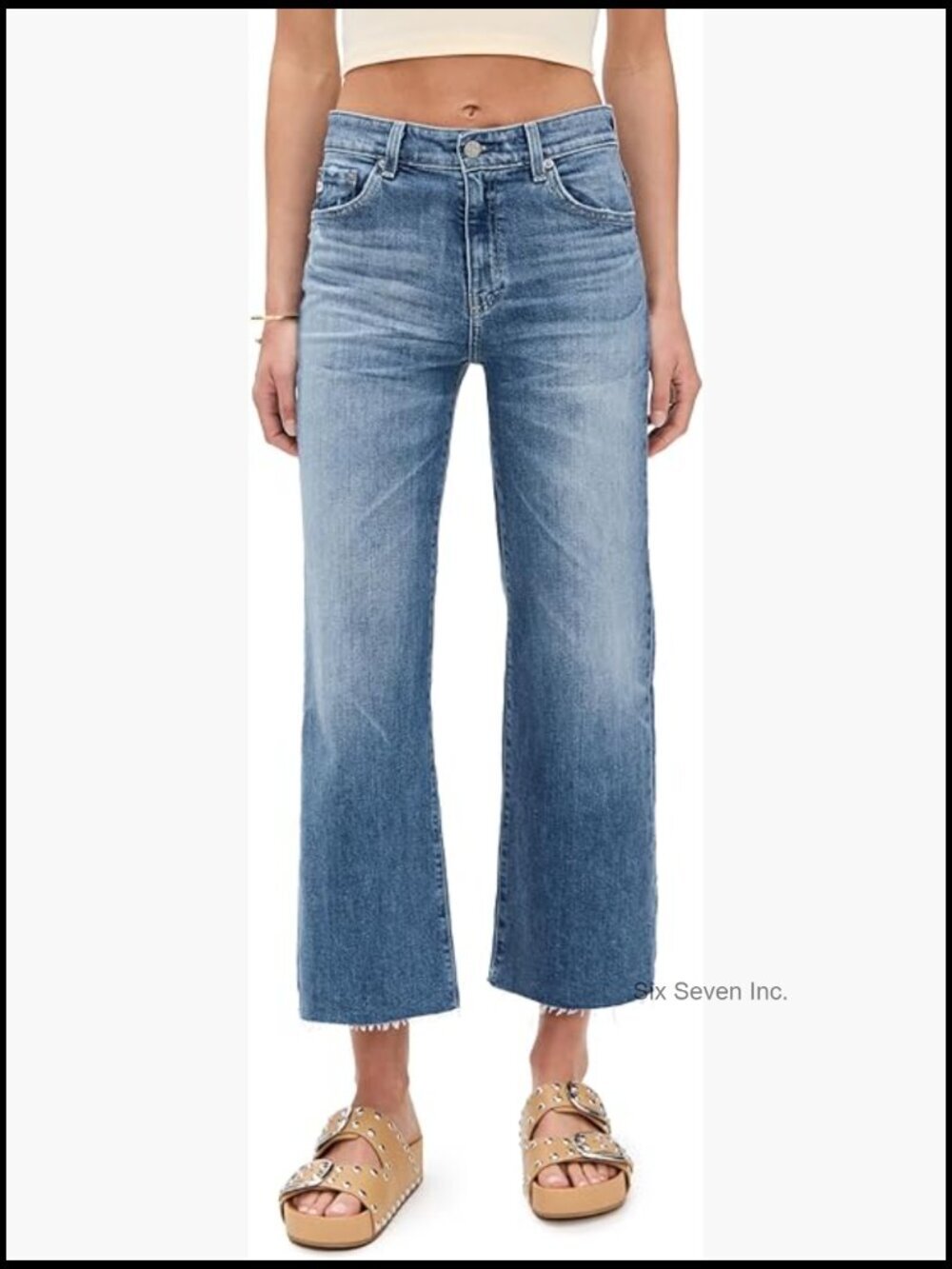 Mid Rise Wide Leg Stretch Denim Jeans